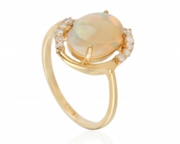 Zlat prstan Allegro OPAL z diamanti