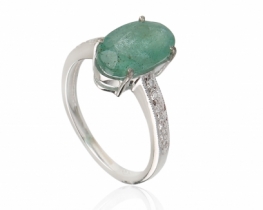 Silver Ring Emerald & White Topaz