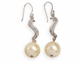 Silver Earrings with Golden Pearl Nut