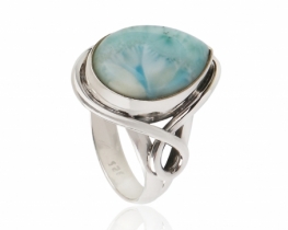 Srebrn prstan LARIMAR Infinity