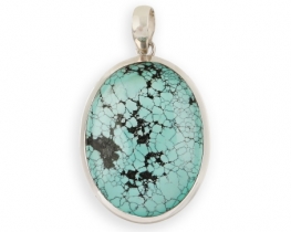 Silver pendant TURQUOISE Tibet 30 x 40 mm