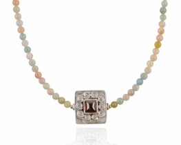 Morganite Necklace with Silver Pendant