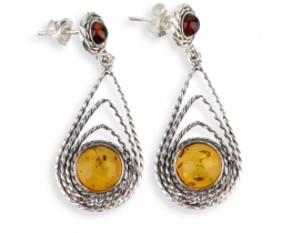 Amber Silver Earring PENDULUM