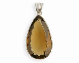 Silver Pendant Smoky Topaz TEARDROP