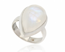 Silver Ring Rainbow Moonstone ANGEL