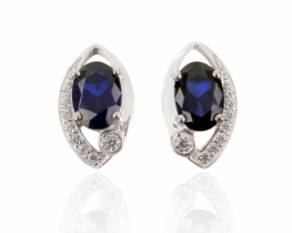 Silver Earrings LOVE SMILE Blue Sapphire