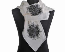 White Cashmere Scarf Flower