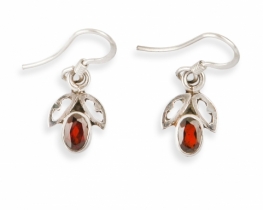 Silver Earrings Firefly - Garnet and Iolite