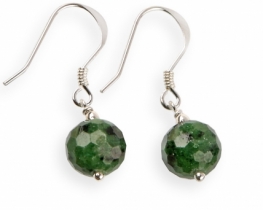 Silver Earrings Ruby-Zoisite 8 mm