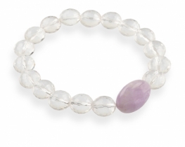 Crystal Quartz & Amethyst elastic Bracelet 8 - 18 mm