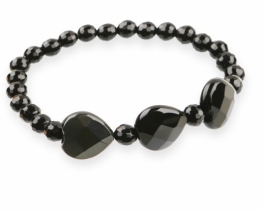 Bracelet Black Onyx with 3 Hearts