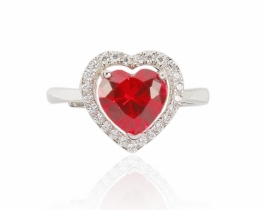 Prstan rubin Love Heart 8 mm