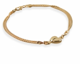 Silver Bracelet Gold Heart