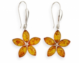 Srebrni uhani jantar cvet SELENA 
