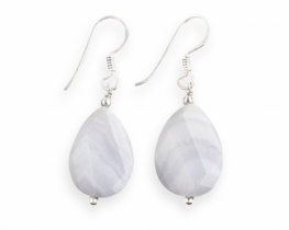 Srebrni uhani BLUE LACE kalcedon 10 x 20 mm