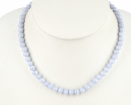 Blue Chalcedony Necklace 6 mm