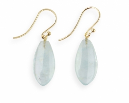 Gold & Silver Earrings Aquamarine 10 x 20 mm