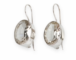 Silver Earrings Crystal Tear