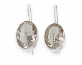 Silver Earrings Crystal Tear