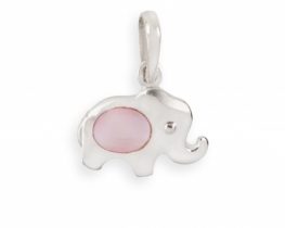Silver Pendant Elephant Pink Pearl Nut