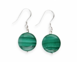 Srebrni uhani MALAHIT 14 mm