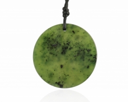 Jade Pendant Disc  40 - 55 mm on leather ribbon