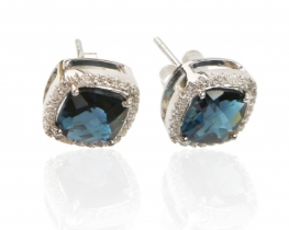 Silver Earrings London Blue Topaz 8 mm