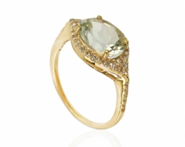 Diamantni prstan NATALIE z zelenim ametistom 8 x 10 mm