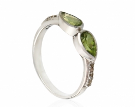 Prstan ABELIA modri topaz ali peridot z diamanti