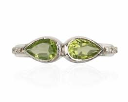 Prstan ABELIA modri topaz ali peridot z diamanti