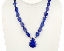 Ogrlica Lapis lazuli BLUE MARINE 25 x 35 mm