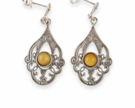 Silver Earrings Amber Arabesque