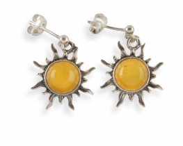 Silver Earrings AMBER Sunshine.