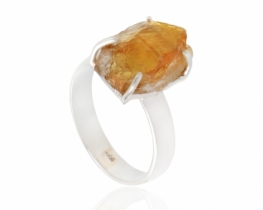 Silver Ring natural Citrine Crystal