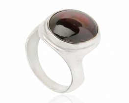 Silver Ring Red Garnet Orissa