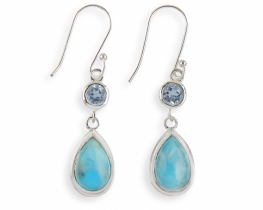 Silver Earrings Larimar & Sky Blue Topaz 