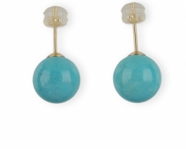 Gold Earrings Turquoise Arizona 10 mm