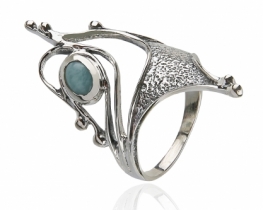 Srebrn prstan larimar Lilija