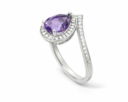 Srebrn prstan Ametist Love Beam