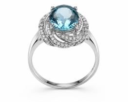 Prstan Blue Lagoon – Modri topaz s cirkoni