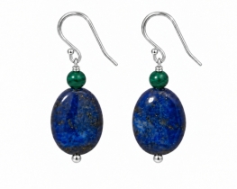 Uhani Lapis lazuli & Malahit 12 x 16 mm