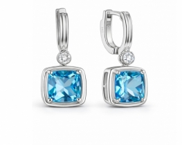 Zlati uhani Modri topaz in diamant NEA