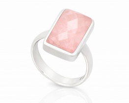 Silver Ring Morganite – Cushion Cut