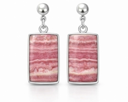Silver Earrings Rhodochrosite Rosaria