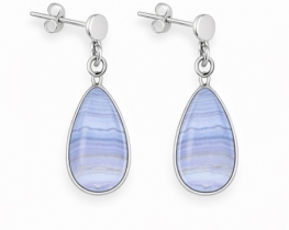 Silver Earrings Blue Chalcedony Ocean