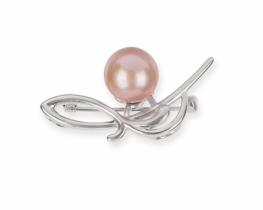 Silver Brooch with Pearl Violet