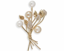 Pozlačena broška Biserni cvet ali Buket biserov