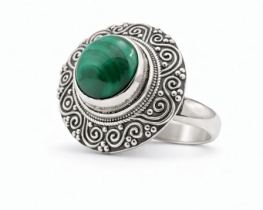 Srebrn prstan ARIANA Malahit 