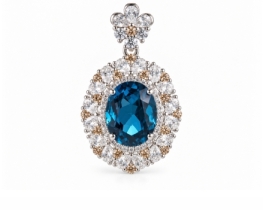 Srebrn obesek Modri topaz BLUE ÉTOILE FLEUR