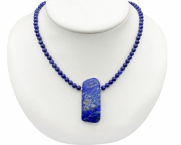 Lapis lazuli ogrlica AA 4 mm z obeskom